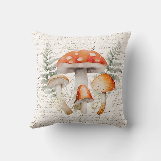 フォレお洒落ストキノコヴィンテージファームハウス クッション (裏面)