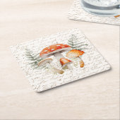 フォレお洒落ストキノコヴィンテージファームハウス スクエアペーパーコースター (アングル)