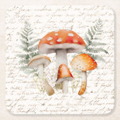 フォレお洒落ストキノコヴィンテージファームハウス スクエアペーパーコースター (正面)