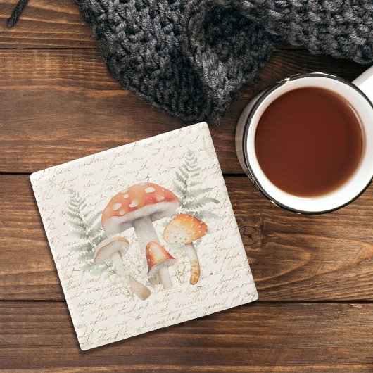 フォレお洒落ストキノコヴィンテージファームハウス ストーンコースター