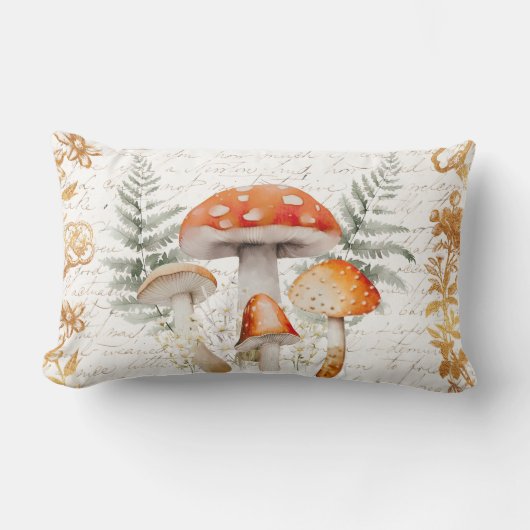 フォレお洒落ストキノコヴィンテージレターファームハウス ランバークッション (正面)