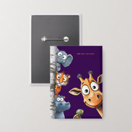 フォレよくはしゃぐストクリージャーパープルスクエアデザイン 缶バッジ