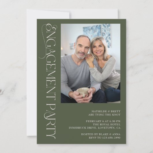 フォレエレガントストグリーン2フォト婚約パーティ 招待状 (正面)