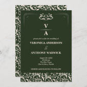 フォレエレガントビクトリアンストグリーンフローラ結婚ズ 招待状 (正面/裏面)