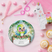 フォレカラフルストオウム誕生日 ペーパープレート (パーティー)