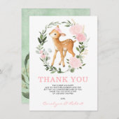 フォレガーリーストディアファウンウッドランドグリーンベビー サンキューカード (正面/裏面)