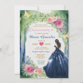 フォレスエレガントネイビーブルードレスフローラキンセアニラ 招待状 (正面)