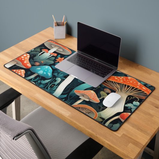 フォレストお洒落マッシュルームイラストレーション デスクマット (オフィス2)