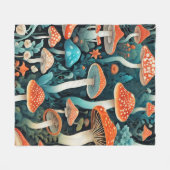 フォレストお洒落マッシュルームイラストレーション フリースブランケット (正面(横))