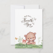 フォレストかわいいクマフローラベビーシャワーカスタム サンキューカード (正面)