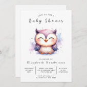 フォレストのオンラインふくろうの赤ちゃんシャワー 招待状 (正面/裏面)