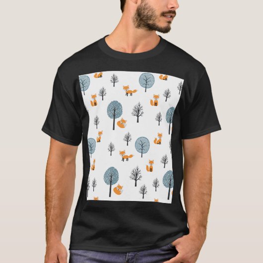 フォレストのキツネ:ヴィンテージの白の背景 Tシャツ (正面)