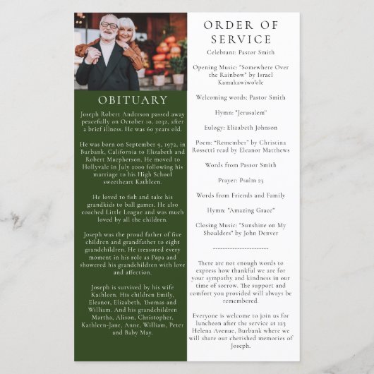 フォレストの写真 |葬儀プログラム (裏面)