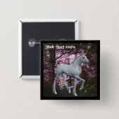 フォレストの白いユニコーンファンタジーボタン 缶バッジ (正面&裏面)