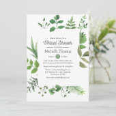 フォレストの緑のバーチャルベビーまたはブライダルシャワー 招待状 (スタンド正面)