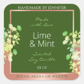 フォレストの緑のフローラ製品ラベルとバラ金ゴールド スクエアシール (正面)