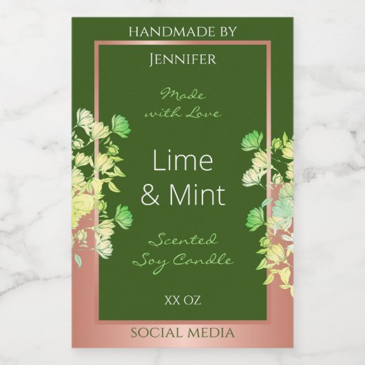 フォレストの緑のフローラ製品ラベルとバラ金ゴールド フードラベル (シングルラベル)