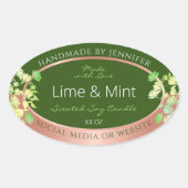 フォレストの緑のフローラ製品ラベルとバラ金ゴールド 楕円形シール (正面)