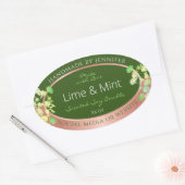 フォレストの緑のフローラ製品ラベルとバラ金ゴールド 楕円形シール (封筒)