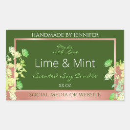 フォレストの緑のフローラ製品ラベルとバラ金ゴールド 長方形シール