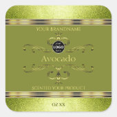 フォレストの緑の金ゴールドとグリッター製品ラベルのロゴ スクエアシール (正面)