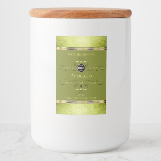 フォレストの緑の金ゴールドとグリッター製品ラベルのロゴ フードラベル (正面)