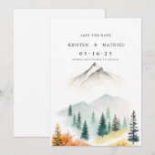 フォレストの編集可能な山 セーブザデート (正面/裏面)