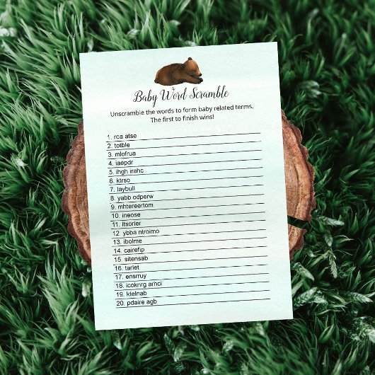 フォレストアドベンチャーがベビー言葉スクランブルカードを持つ 招待状
