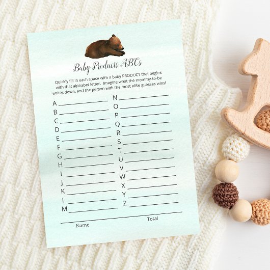 フォレストアドベンチャーベアーズベビー製品ABCゲームカード 招待状