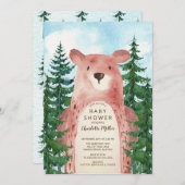 フォレストアドベンチャーベアーボーイズベビーシャワー招待状 招待状 (正面/裏面)