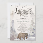 フォレストアドベンチャーボーイ水彩熊ベビーシャワー 招待状 (正面)