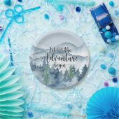 フォレストアドベンチャーマウンテンズブルーベビーシャワー ペーパープレート (パーティー)