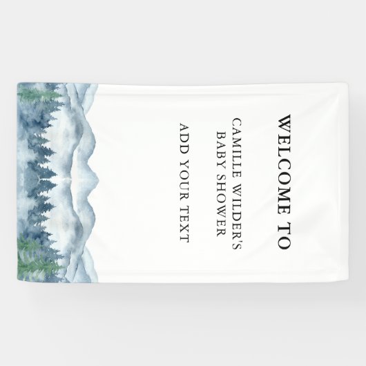 フォレストアドベンチャーマウンテンブルーベビーシャワーバナー 横断幕 (横)