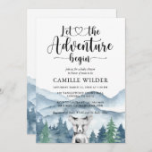 フォレストアドベンチャーマウンテンベアーキュブベビーシャワー 招待状 (正面/裏面)