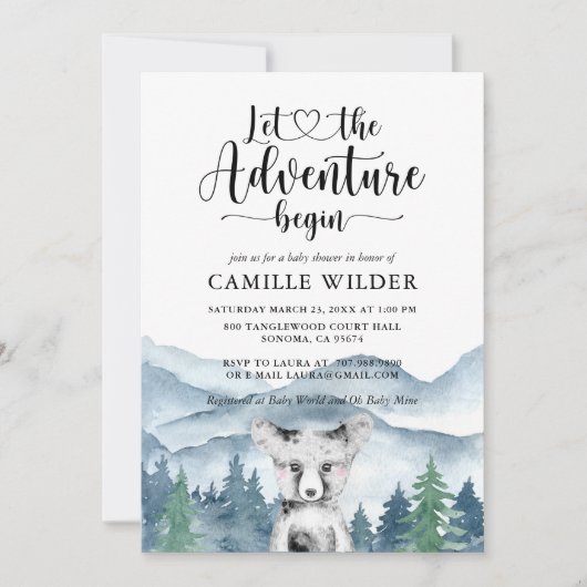 フォレストアドベンチャーリトルキツネベビーシャワー招待状 招待状 (正面)