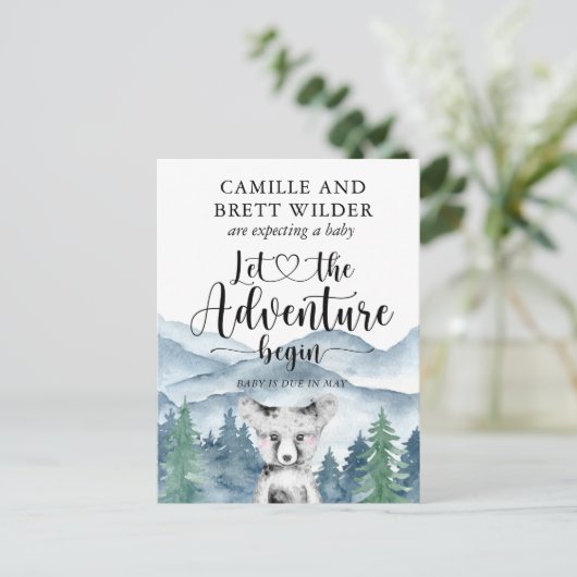 フォレストアドベンチャー山赤ちゃんシャワー妊娠 案内ポストカード (スタンド正面)