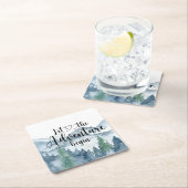 フォレストアドベンチャー水の色の山ベビーシャワー スクエアペーパーコースター (インサイチュ)