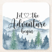 フォレストアドベンチャー水の色の山ベビーシャワー スクエアペーパーコースター (正面)