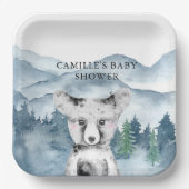 フォレストアドベンチャー水の色の山ベビーシャワー ペーパープレート (正面)