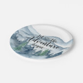フォレストアドベンチャー水の色の山ベビーシャワー ペーパープレート (アングル)