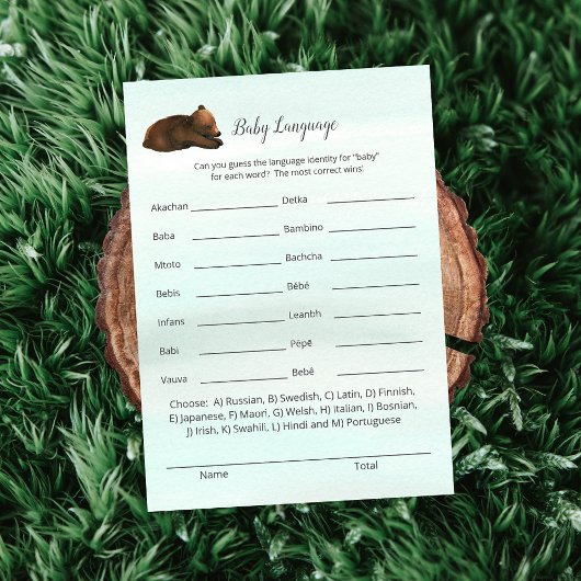 フォレストアドベンチャー ベアーズ ベビー 言語ゲーム カード