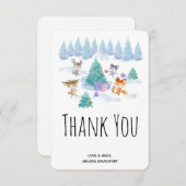 フォレストアニマルのまわりにズ踊りアモミ サンキューカード (正面/裏面)