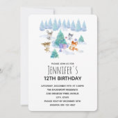 フォレストアニマルのまわりにズ踊りモールツリー誕生日 招待状 (正面)