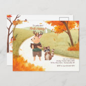 フォレストアニマルズはがき誕生日招待状 ポストカード (正面/裏面)