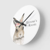 フォレストアニマルズウォーターカラーバニーネーム子供部屋 ラウンド壁時計 (傾斜)