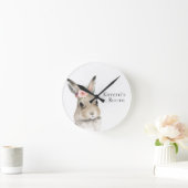 フォレストアニマルズウォーターカラーバニーネーム子供部屋 ラウンド壁時計 (ホーム)