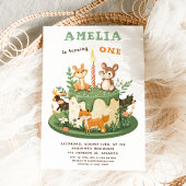 フォレストアニマルズウッドランドファースト誕生日 招待状