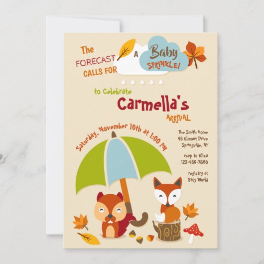 フォレストアンズベビーシャワー招待状 招待状 (正面)