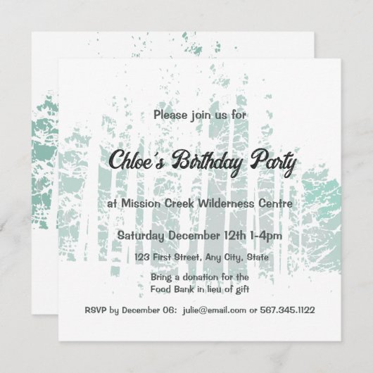 フォレストウィルダネスアウトドアパーク誕生日 招待状 (正面/裏面)