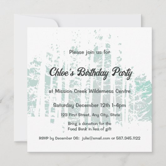 フォレストウィルダネスアウトドアパーク誕生日 招待状 (正面)